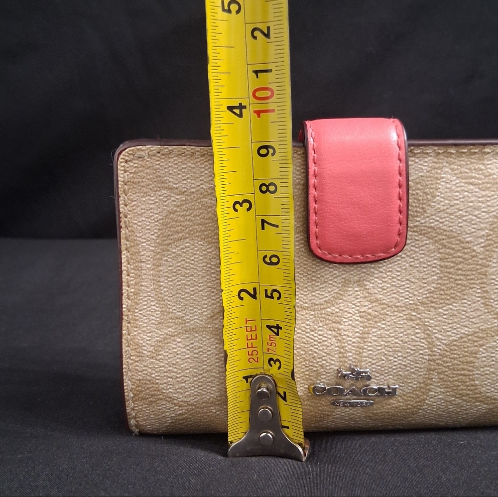 Coach Signature PVC Small Coin Zip Wallet  W/ Pink Interior - Picture 9 of 10